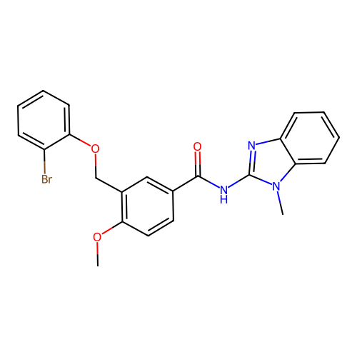 3-[(2-bromophenoxy)methyl]-4-methoxy-N-(1-methylbenzimidazol-2-yl)benzamide structure