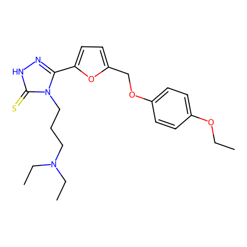4-(3-(diethylamino)propyl)-5-(5-((4-ethoxyphenoxy)methyl)furan-2-yl)-4H-1,2,4-triazole-3-thiol structure