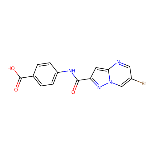 4-{[(6-Bromopyrazolo[1,5-a]pyrimidin-2-yl)carbonyl]amino}benzoic acid structure