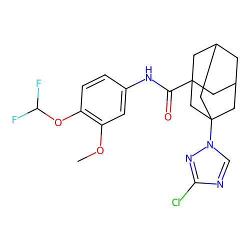 3-(3-chloro-1,2,4-triazol-1-yl)-N-[4-(difluoromethoxy)-3-methoxyphenyl]adamantane-1-carboxamide structure