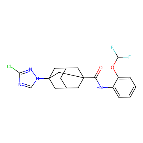 3-(3-chloro-1,2,4-triazol-1-yl)-N-[2-(difluoromethoxy)phenyl]adamantane-1-carboxamide structure
