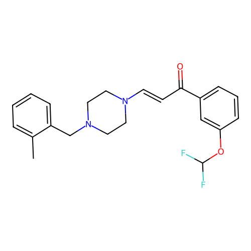 (E)-1-[3-(difluoromethoxy)phenyl]-3-[4-[(2-methylphenyl)methyl]piperazin-1-yl]prop-2-en-1-one structure