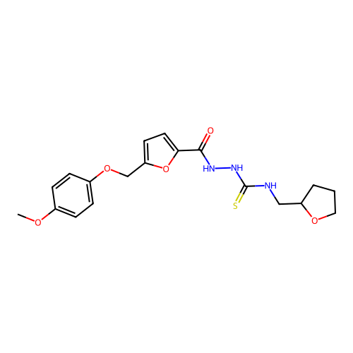 1-[[5-[(4-methoxyphenoxy)methyl]furan-2-carbonyl]amino]-3-(oxolan-2-ylmethyl)thiourea structure