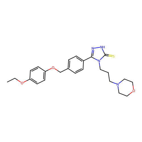 3-[4-[(4-ethoxyphenoxy)methyl]phenyl]-4-(3-morpholin-4-ylpropyl)-1H-1,2,4-triazole-5-thione structure