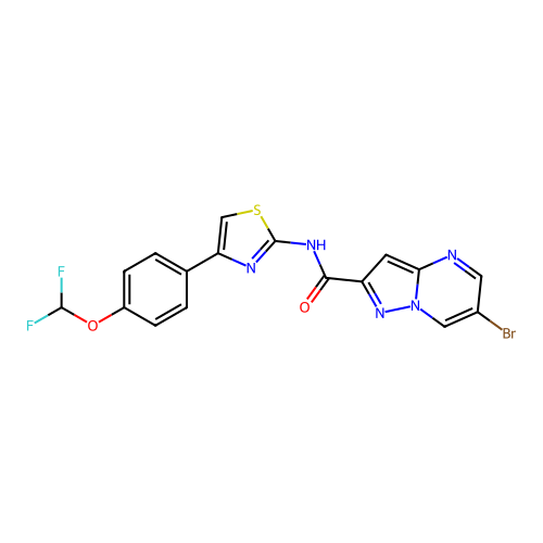 6-bromo-N-[4-[4-(difluoromethoxy)phenyl]-1,3-thiazol-2-yl]pyrazolo[1,5-a]pyrimidine-2-carboxamide structure