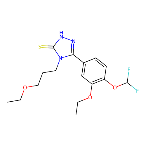 3-[4-(difluoromethoxy)-3-ethoxyphenyl]-4-(3-ethoxypropyl)-1H-1,2,4-triazole-5-thione structure