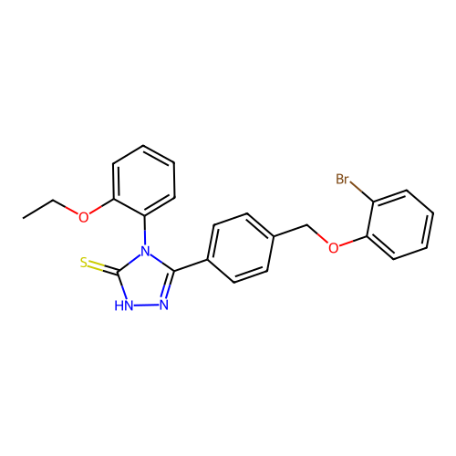 3-[4-[(2-bromophenoxy)methyl]phenyl]-4-(2-ethoxyphenyl)-1H-1,2,4-triazole-5-thione structure