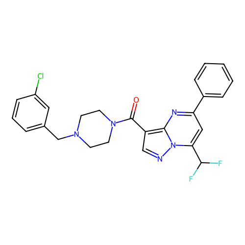 [4-[(3-chlorophenyl)methyl]piperazin-1-yl]-[7-(difluoromethyl)-5-phenylpyrazolo[1,5-a]pyrimidin-3-yl]methanone structure