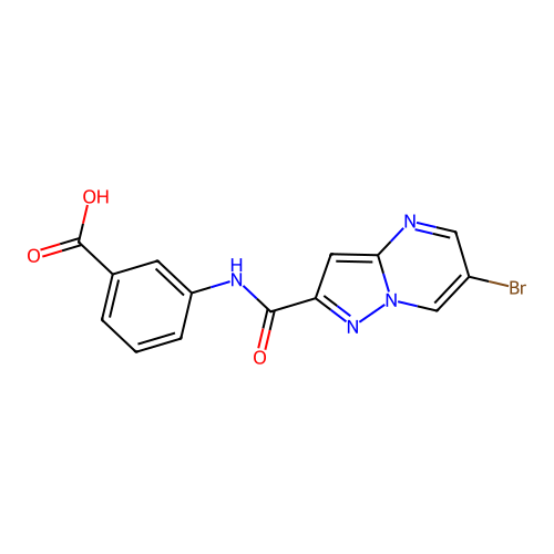 3-{[(6-Bromopyrazolo[1,5-a]pyrimidin-2-yl)carbonyl]amino}benzoic acid structure