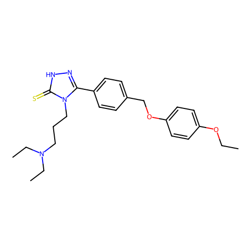 4-[3-(diethylamino)propyl]-3-[4-[(4-ethoxyphenoxy)methyl]phenyl]-1H-1,2,4-triazole-5-thione structure