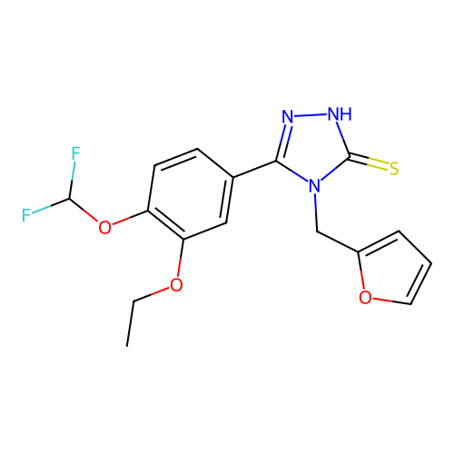 3-[4-(difluoromethoxy)-3-ethoxyphenyl]-4-(furan-2-ylmethyl)-1H-1,2,4-triazole-5-thione structure