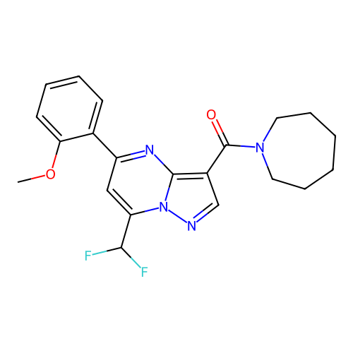 azepan-1-yl-[7-(difluoromethyl)-5-(2-methoxyphenyl)pyrazolo[1,5-a]pyrimidin-3-yl]methanone structure