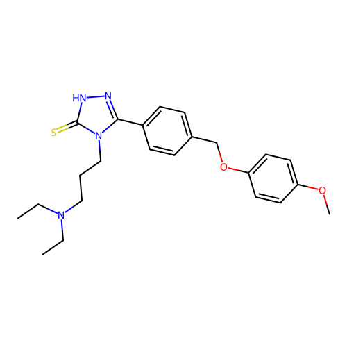 4-[3-(diethylamino)propyl]-3-[4-[(4-methoxyphenoxy)methyl]phenyl]-1H-1,2,4-triazole-5-thione structure