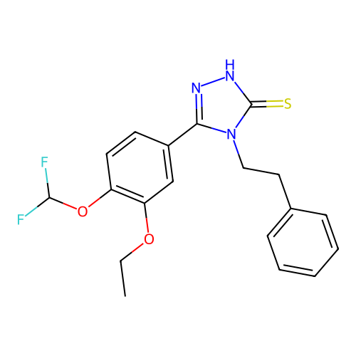 3-[4-(difluoromethoxy)-3-ethoxyphenyl]-4-(2-phenylethyl)-1H-1,2,4-triazole-5-thione structure