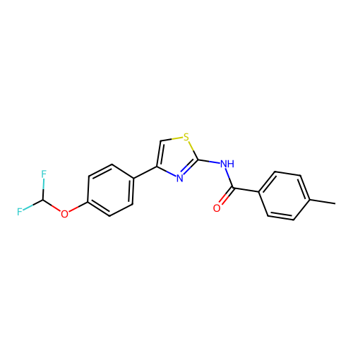 N-[4-[4-(difluoromethoxy)phenyl]-1,3-thiazol-2-yl]-4-methylbenzamide structure