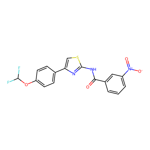 N-[4-[4-(difluoromethoxy)phenyl]-1,3-thiazol-2-yl]-3-nitrobenzamide structure