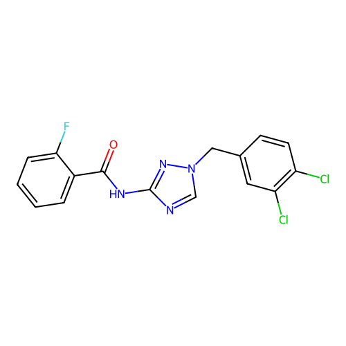 N-[1-[(3,4-dichlorophenyl)methyl]-1,2,4-triazol-3-yl]-2-fluorobenzamide structure
