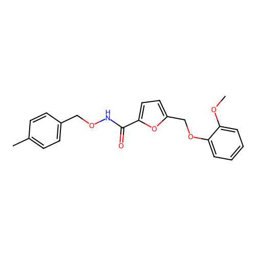 5-[(2-methoxyphenoxy)methyl]-N-[(4-methylphenyl)methoxy]furan-2-carboxamide structure