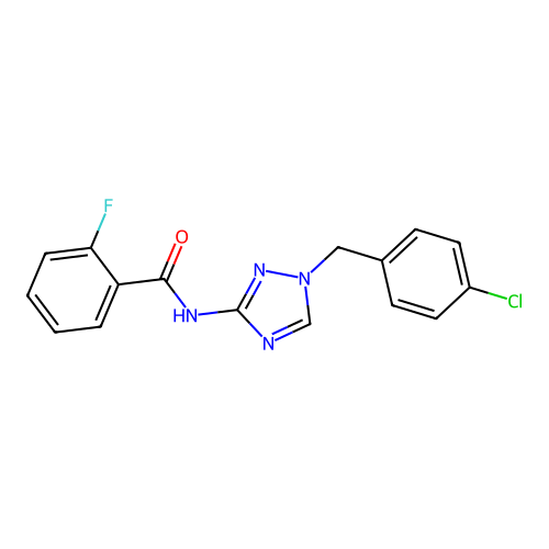 N-[1-[(4-chlorophenyl)methyl]-1,2,4-triazol-3-yl]-2-fluorobenzamide structure