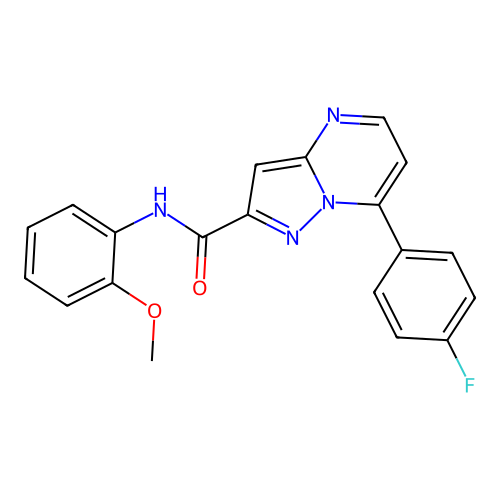 7-(4-fluorophenyl)-N-(2-methoxyphenyl)pyrazolo[1,5-a]pyrimidine-2-carboxamide structure