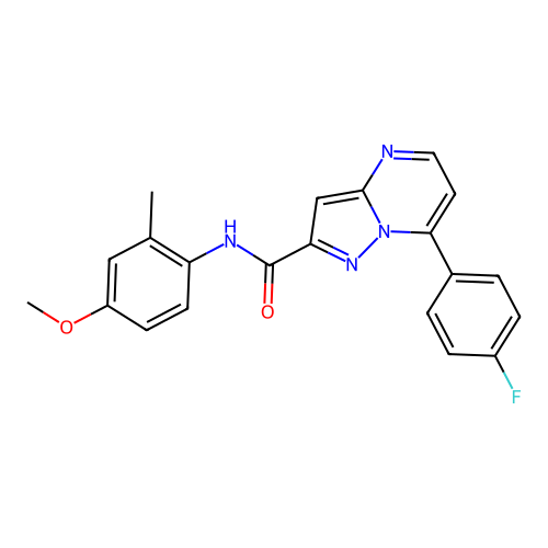 7-(4-fluorophenyl)-N-(4-methoxy-2-methylphenyl)pyrazolo[1,5-a]pyrimidine-2-carboxamide structure