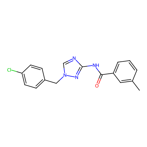 N-[1-[(4-chlorophenyl)methyl]-1,2,4-triazol-3-yl]-3-methylbenzamide structure