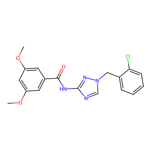 N-[1-[(2-chlorophenyl)methyl]-1,2,4-triazol-3-yl]-3,5-dimethoxybenzamide structure