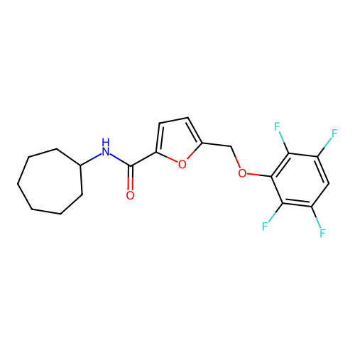 N-cycloheptyl-5-[(2,3,5,6-tetrafluorophenoxy)methyl]furan-2-carboxamide structure