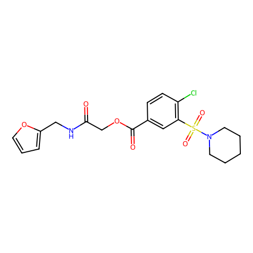 [2-(Furan-2-ylmethylamino)-2-oxoethyl] 4-chloro-3-piperidin-1-ylsulfonylbenzoate structure