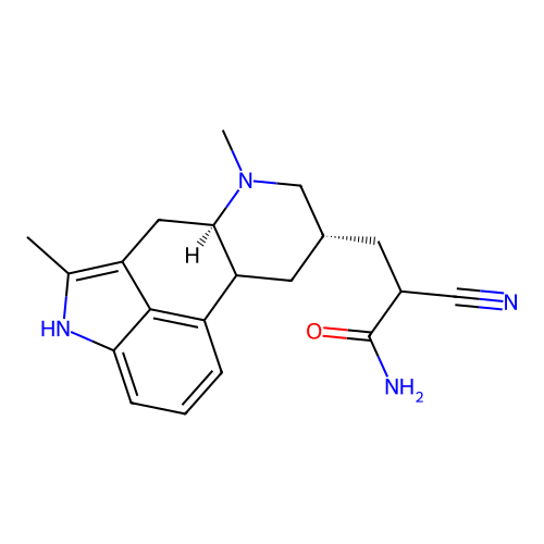 2-Cyano-3-(2,6-dimethylergolin-8-yl)propanimidic acid structure