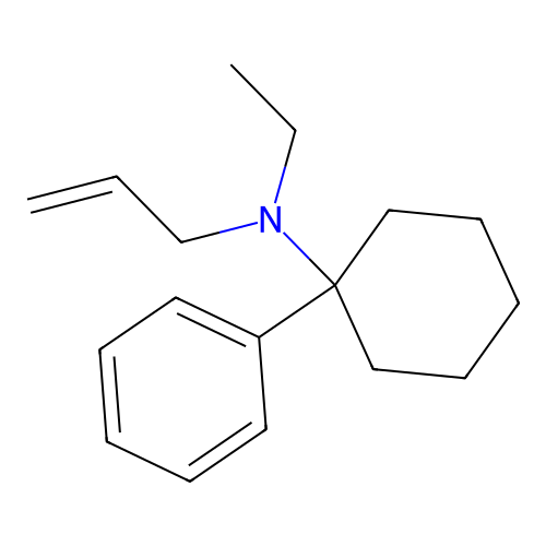 N-ethyl-1-phenyl-N-prop-2-enylcyclohexan-1-amine structure