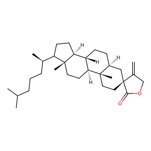 (3R,5S,8R,9S,10S,13R,14S)-10,13-dimethyl-17-[(2R)-6-methylheptan-2-yl]-4'-methylidenespiro[1,2,4,5,6,7,8,9,11,12,14,15,16,17-tetradecahydrocyclopenta[a]phenanthrene-3,3'-oxolane]-2'-one structure