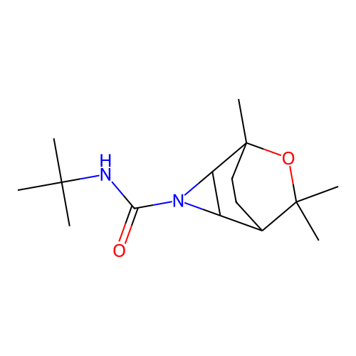 N-tert-butyl-5,7,7-trimethyl-6-oxa-3-azatricyclo[3.2.2.02,4]nonane-3-carboxamide structure