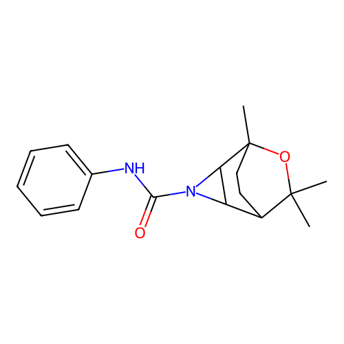 5,7,7-trimethyl-N-phenyl-6-oxa-3-azatricyclo[3.2.2.02,4]nonane-3-carboxamide structure