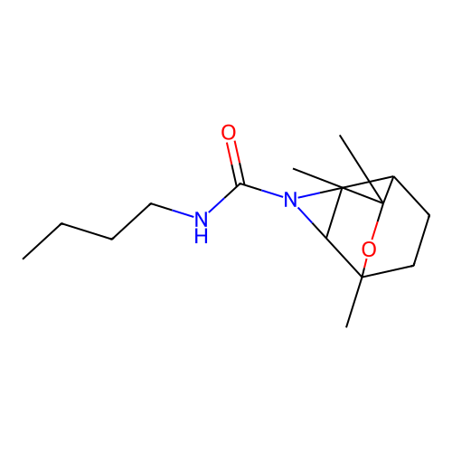 N-butyl-5,7,7-trimethyl-6-oxa-3-azatricyclo[3.2.2.02,4]nonane-3-carboxamide structure