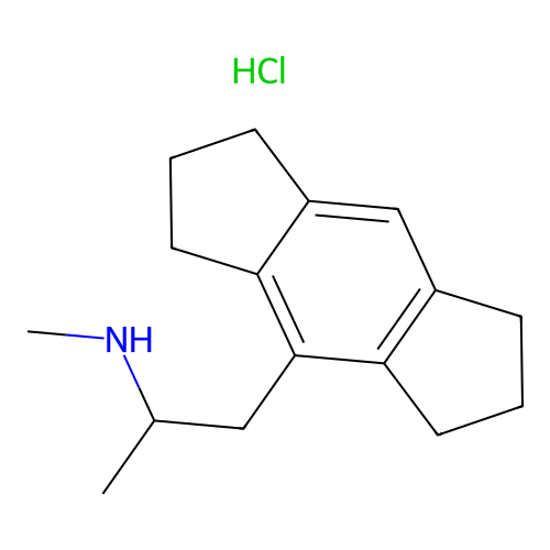 1,2,3,5,6,7-Hexahydro-N,alpha-dimethyl-s-indacene-4-ethanamine hydrochloride structure