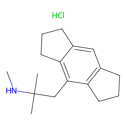 N-Methyl-1-(s-hydrindacen-4-yl)-2-methyl-2-propylamine hydrochloride structure