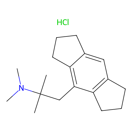N,N-Dimethyl-1-(s-hydrindacen-4-yl)-2-methyl-2-propylamine hydrochloride structure