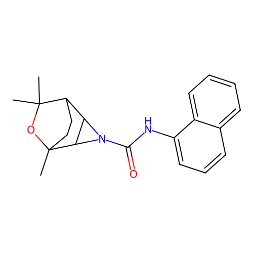 N-1-Naphthalenyl-5,7,7-trimethyl-6-oxa-3-azatricyclo(3.2.2.0(sup 2,4))nonane-3-carboxamide structure