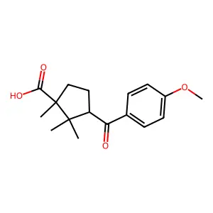 4-Anisoyl-3-(1,2,2-trimethylcyclopentane carboxylic acid) structure