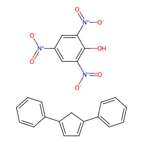 2,4,6-Trinitrophenol-1,1'-cyclopenta-3,5-diene-1,3-diyldibenzene(1:1) structure