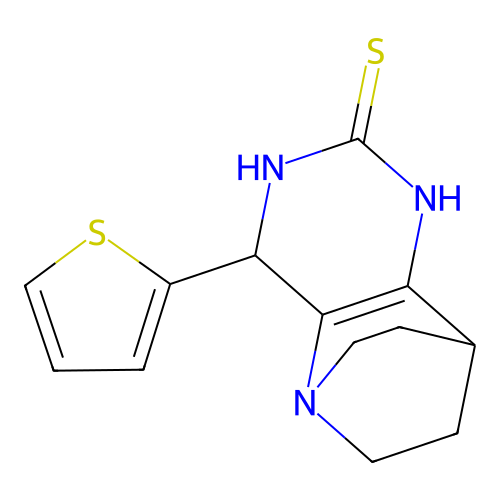 3-(2-Thienyl)-1,4,6-triazatricyclo[6.2.2.0~2,7~]dodec-2(7)-ene-5-thione structure