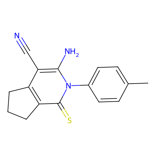 3-Amino-2-(4-methylphenyl)-1-thioxo-2,5,6,7-tetrahydro-1H-cyclopenta(c)pyridine-4-carbonitrile structure