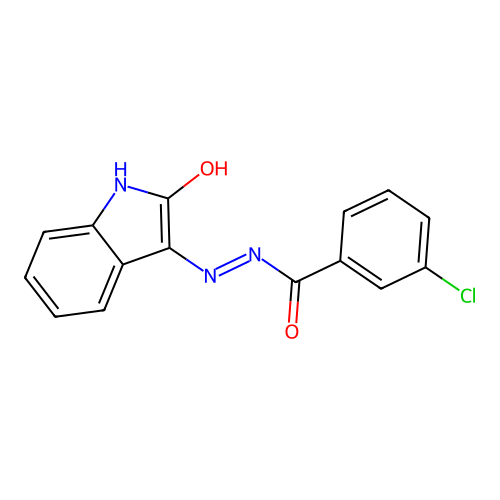 3-chloro-N'-(2-oxo-1,2-dihydro-3H-indol-3-ylidene)benzohydrazide structure