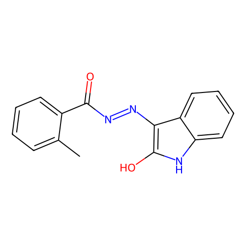 2-methyl-N'-(2-oxo-1,2-dihydro-3H-indol-3-ylidene)benzohydrazide structure