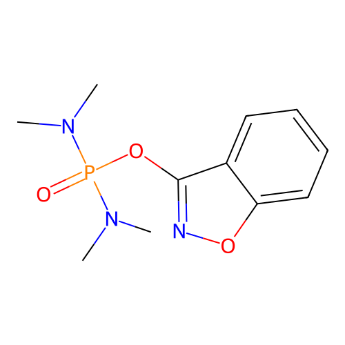 Phosphorodiamidic acid, tetramethyl-, 1,2-benzisoxazol-3-yl ester structure