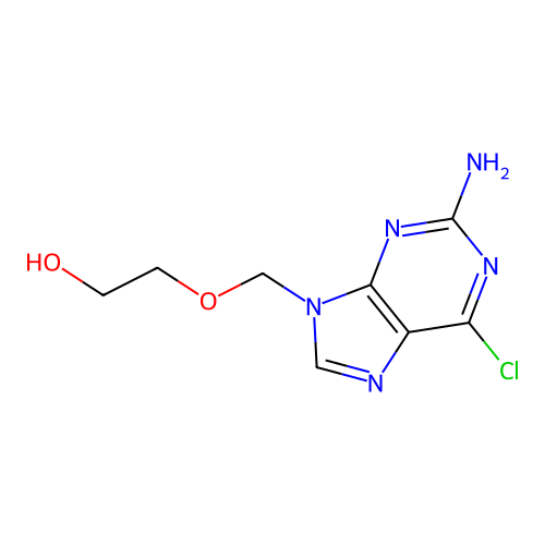 9-((2-Hydroxyethoxy)methyl)-2-amino-6-chloropurine structure