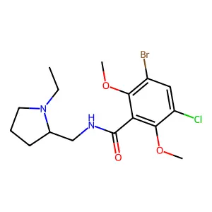 Benzamide, 3-bromo-5-chloro-2,6-dimethoxy-N-(1-ethyl-2-pyrrolidinylmethyl)- structure