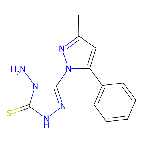 4-amino-5-(3-methyl-5-phenyl-1H-pyrazol-1-yl)-4H-1,2,4-triazole-3-thiol structure