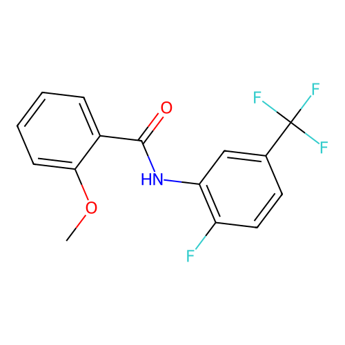 N-[2-fluoro-5-(trifluoromethyl)phenyl]-2-methoxybenzamide structure